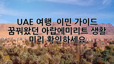UAE 여행 & 이민 가이드: 꿈꿔왔던 아랍에미리트 생활, 미리 확인하세요! ✨